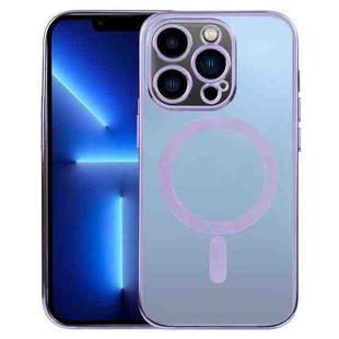 For iPhone 13 Pro MagSafe Electroplating Straight TPU Phone Case (Purple)