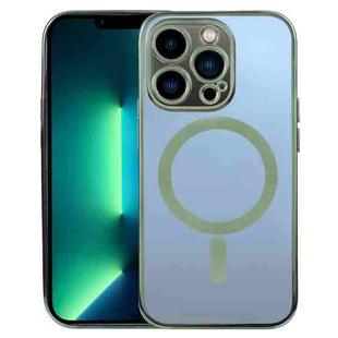For iPhone 13 Pro Max MagSafe Electroplating Straight TPU Phone Case (Dark Green)