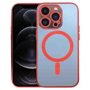 For iPhone 12 Pro MagSafe Electroplating Straight TPU Phone Case(Red)