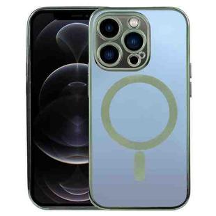 For iPhone 12 Pro MagSafe Electroplating Straight TPU Phone Case(Dark Green)