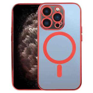 For iPhone 11 Pro Max MagSafe Electroplating Straight TPU Phone Case (Red)