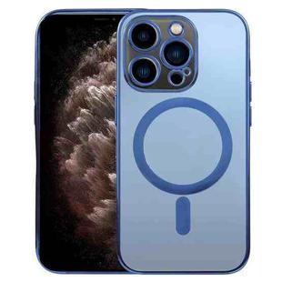 For iPhone 11 Pro Max MagSafe Electroplating Straight TPU Phone Case (Dark Blue)