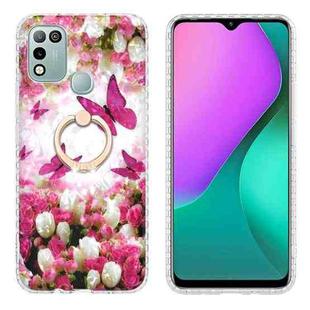 For Infinix Hot 11 Play / Hot 10 Play Ring Holder 2.0mm Airbag TPU Phone Case(Dancing Butterflies)