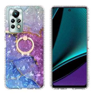 For Infinix Note 11s / Note 11 Pro Ring Holder 2.0mm Airbag TPU Phone Case(Blue Purple Marble)