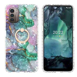 For Nokia G21 / G11 Ring Holder 2.0mm Airbag TPU Phone Case(Ink Green Marble)