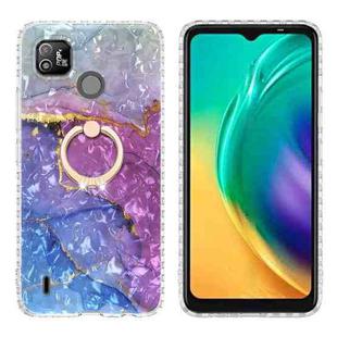 For Tecno Pop 4 LTE Ring Holder 2.0mm Airbag TPU Phone Case(Blue Purple Marble)