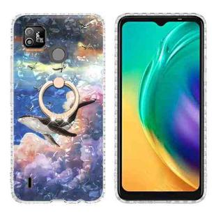 For Tecno Pop 4 LTE Ring Holder 2.0mm Airbag TPU Phone Case(Whale)