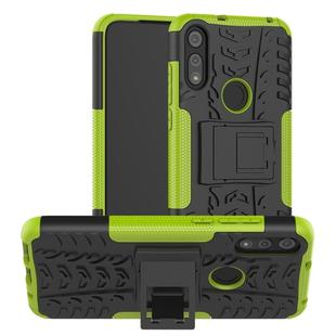 For Motorola Moto E (2020) Tire Texture Shockproof TPU+PC Protective Case with Holder(Green)