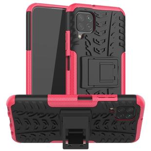 For Huawei P40 Lite Tire Texture Shockproof TPU+PC Protective Case with Holder(Rose Red)