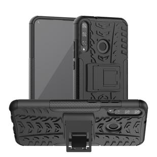 For Huawei Y7P Tire Texture Shockproof TPU+PC Protective Case with Holder(Black)