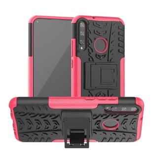 For Huawei Honor Play 3 / P40E Tire Texture Shockproof TPU+PC Protective Case with Holder(Rose Red)