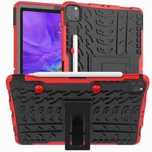 For iPad Pro 11 (2020) Tire Texture Shockproof TPU+PC Protective Tablet Case with Holder(Red)