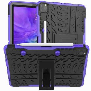 For iPad Pro 11 (2020) Tire Texture Shockproof TPU+PC Protective Tablet Case with Holder(Purple)
