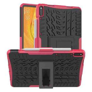For Huawei Matepad Pro 10.8 Tire Texture Shockproof TPU+PC Protective Case with Holder(Rose Red)