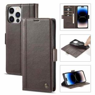 For iPhone 14 Pro Max LC.IMEEKE Magnetic Buckle Leather Phone Case (Coffee)