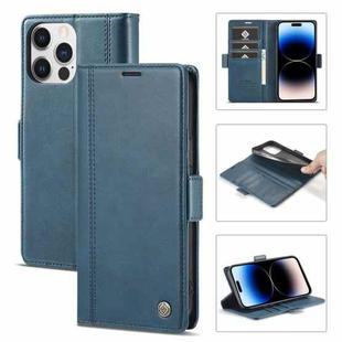 For iPhone 14 Pro Max LC.IMEEKE Magnetic Buckle Leather Phone Case (Blue)