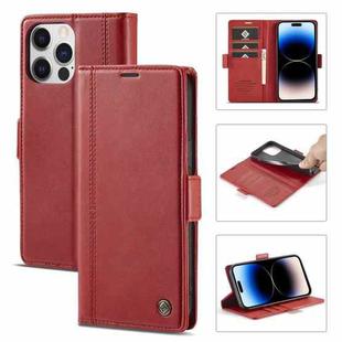 For iPhone 14 Pro LC.IMEEKE Magnetic Buckle Leather Phone Case(Red)