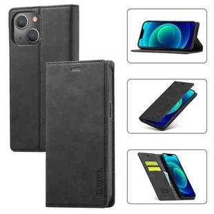 For iPhone 14 LC.IMEEKE Strong Magnetic Leather Phone Case with Holder & Card Slots & Wallet (Black)