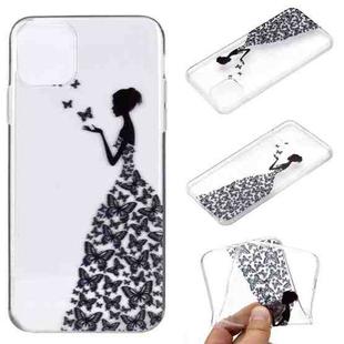 For iPhone 14 Coloured Drawing Pattern Transparent TPU Protective Case (Butterfly Girl)