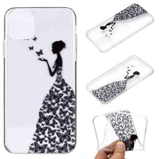 For iPhone 14 Pro Coloured Drawing Pattern Transparent TPU Protective Case(Butterfly Girl)