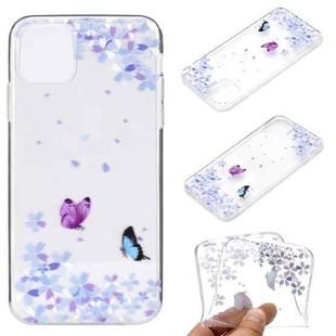 For iPhone 14 Pro Max Coloured Drawing Pattern Transparent TPU Protective Case(Flower Butterfly)