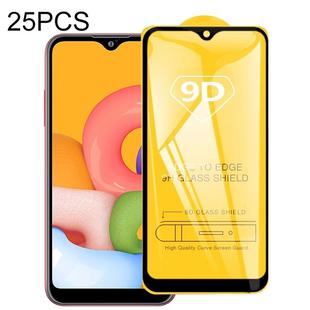 For Galaxy A01 25 PCS 9D Full Glue Full Screen Tempered Glass Film