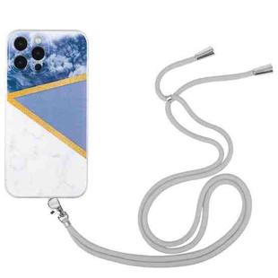 For iPhone 14 Pro Lanyard Stitching Marble TPU Case(Grey)