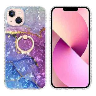For iPhone 13 mini Ring Holder 2.0mm Airbag TPU Phone Case (Blue Purple Marble)