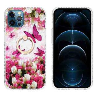 For iPhone 12 Pro Ring Holder 2.0mm Airbag TPU Phone Case Max(Dancing Butterflies)