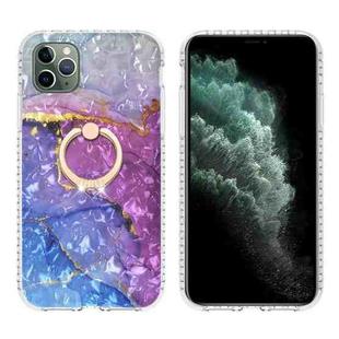 For iPhone 11 Pro Ring Holder 2.0mm Airbag TPU Phone Case (Blue Purple Marble)