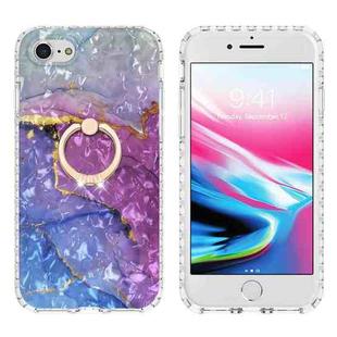For iPhone SE 2022 / SE 2020 / 8 / 7 Ring Holder 2.0mm Airbag TPU Phone Case(Blue Purple Marble)