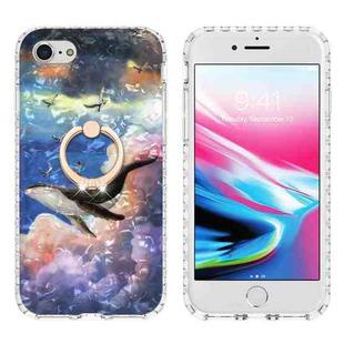 For iPhone SE 2022 / SE 2020 / 8 / 7 Ring Holder 2.0mm Airbag TPU Phone Case(Whale)