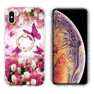 For iPhone XS Max Ring Holder 2.0mm Airbag TPU Phone Case(Dancing Butterflies)