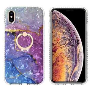 For iPhone XS Max Ring Holder 2.0mm Airbag TPU Phone Case(Blue Purple Marble)