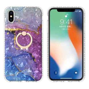 For iPhone X / XS Ring Holder 2.0mm Airbag TPU Phone Case(Blue Purple Marble)
