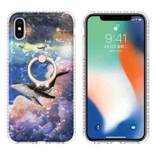 For iPhone X / XS Ring Holder 2.0mm Airbag TPU Phone Case(Whale)