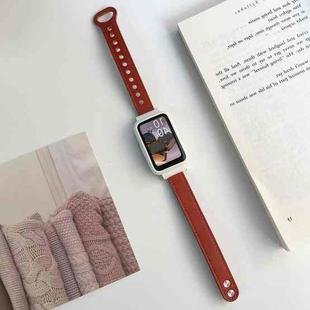 For Xiaomi Mi Band 7 Pro Double Rivets Leather Watch Band(Brown)