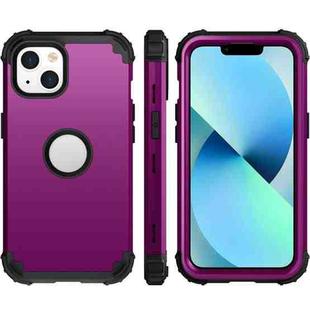For iPhone 14 Plus 3 in 1 Shockproof Phone Case (Dark Purple)
