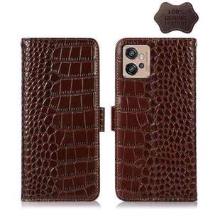 For Motorola Moto G32 Crocodile Top Layer Cowhide Leather Phone Case(Brown)