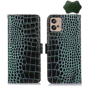 For Motorola Moto G32 Crocodile Top Layer Cowhide Leather Phone Case(Green)