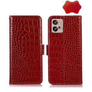 For Motorola Moto G32 Crocodile Top Layer Cowhide Leather Phone Case(Red)