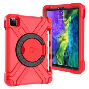 For iPad Pro 11 (2020) PC + Silicone Shockproof Combination Tablet Case with 360 Degree Rotating Holder & Handle(Red+Black)