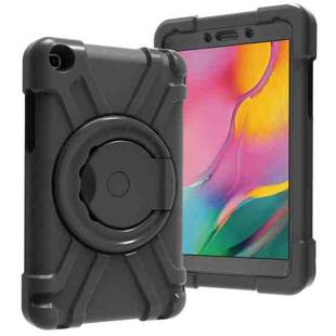 For Galaxy Tab A 8.0 (2019) T290 / T295 PC + Silicone Shockproof Combination Case with 360 Degree Rotating Holder & Handle(Black)