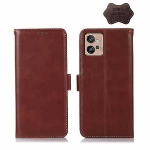 For Motorola Moto G32 Crazy Horse Top Layer Cowhide Leather Phone Case(Brown)