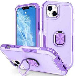 For iPhone 14 3 in 1 Ring Holder Phone Case (Light Purple)