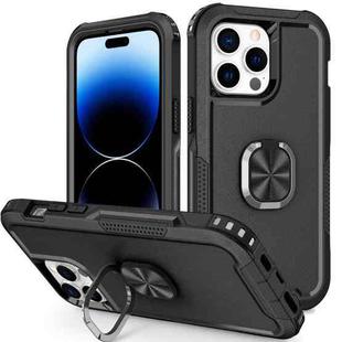 For iPhone 14 Pro 3 in 1 Ring Holder Phone Case(Black)