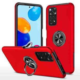 For Xiaomi Redmi Note 11 Global PC + TPU Shockproof Magnetic Phone Case with Invisible Ring Holder(Red)