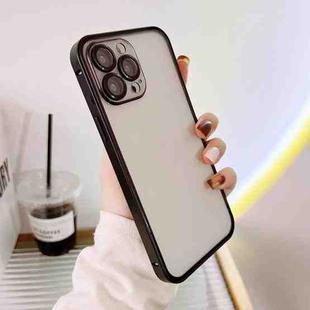 For iPhone 13 Camera Protector Buckle Frosted Glass Phone Case(Black)