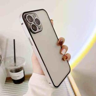 For iPhone 12 Pro Camera Protector Buckle Frosted Glass Phone Case(Silver)