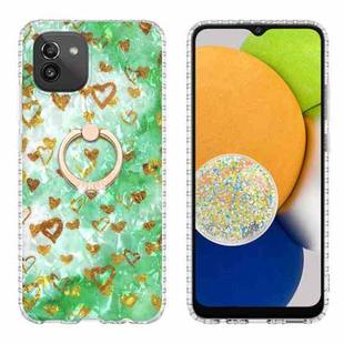 For Samsung Galaxy A03 164mm Global Ring Holder 2.0mm Airbag TPU Phone Case(Gold Heart)